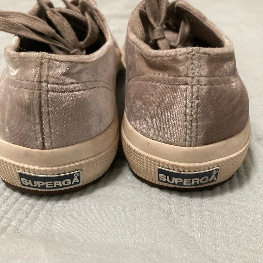 Superga Velvet Sneakers Skate Shoes Womens Size 7 Beige Tan S00DJRO - Picture 6 of 16